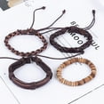 thumbnail image 2 of Pulsera para hombre Pulsera trenzada de cuero vintage de varias capas, 2 of 5