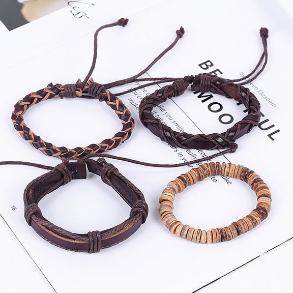 Wentin Reduced Bracelets Men Bracelet Bracelet Braided Multilayer Simple Vintage Leather Bracelets