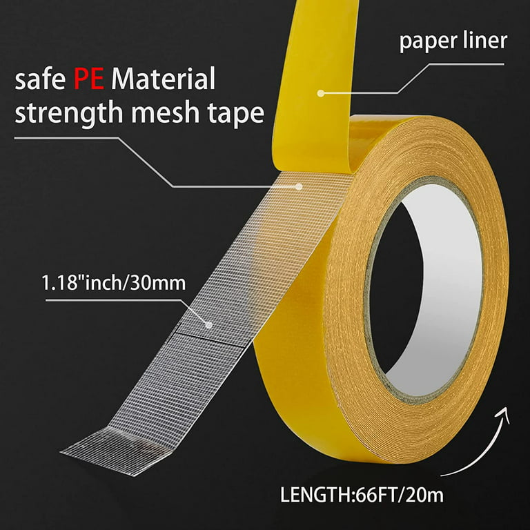Fabric Tape Double Sided Tape Heavy Duty Carpet Tape for Hardwood Floors 1  Roll Filament Adhesive Tape Double Sided Rug Tape for Area Rugs on Carpet  Double Sided Tape for Tile Floors