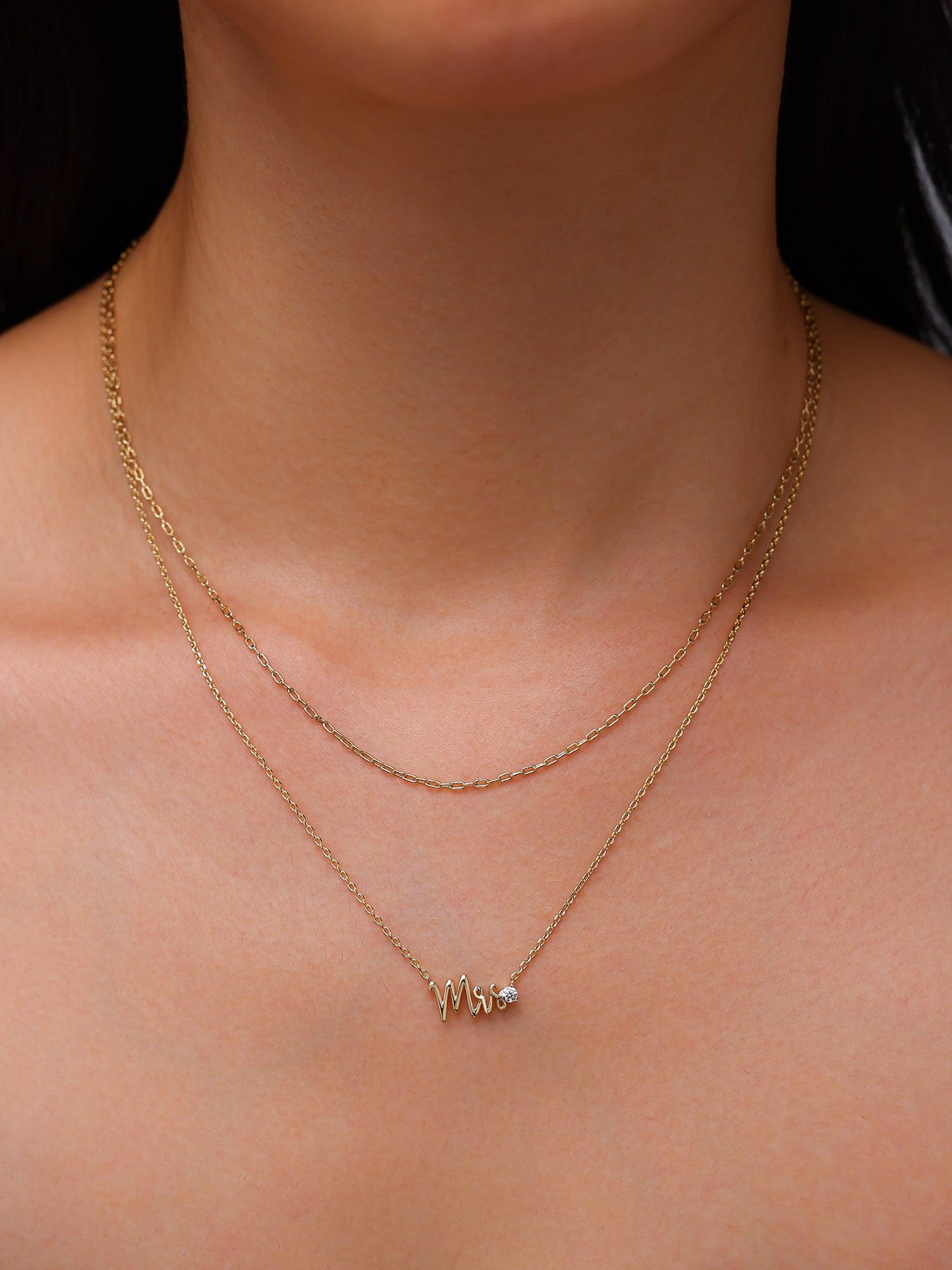 Believe by Brilliance Cubic Zirconia Mrs Necklace Set in 14KT Gold Flash Plated