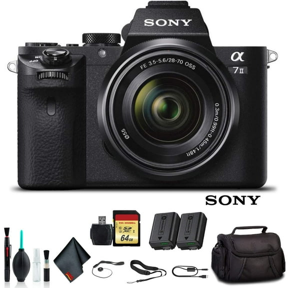 Sony Alpha a7 II Mirrorless Camera with FE 28-70mm Lens (ILCE7M2K/B) Bundle 64GB Card and Soft Bag (International Model)