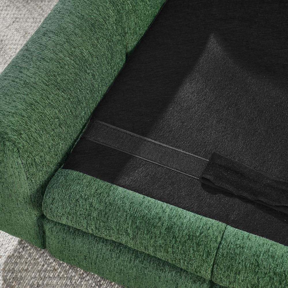51" XL Dog Bed Couch, Elevated Large Dog Sofa with Backrest and Armrests, Soft Memory Foam Extra Large Pet Bed with Removable Cushion, Durable Linen Pet Couch Furniture, Green