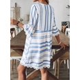 thumbnail image 2 of Women Striped V-Neck Geometric Pattern Casual Vacation Mini Dress with Lace Trim, 2 of 6