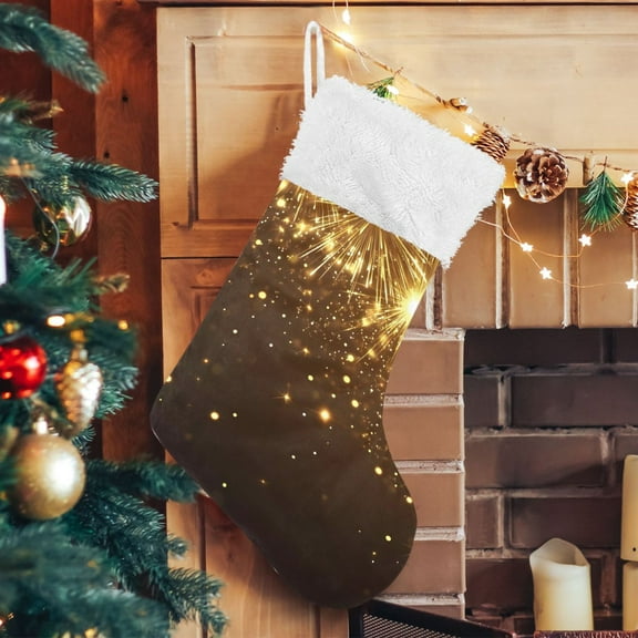 Ryvnso Christmas Stockings Golden Fireworks 17.7" Large Stocking Decoration 1 Pack