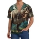 thumbnail image 1 of Balery Green Forest Dinosaur Camisa Casual de Manga Corta con Botones para Hombre, Texturizada, Estilo Cubano, para Playa, Verano-3X-Large, 1 of 5