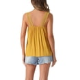 thumbnail image 3 of INSPIRAR CHIC Top sin mangas de mujer con panel de encaje, cuello cuadrado, fluido y con volantes, amarillo L, 3 of 6