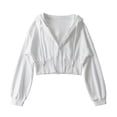 thumbnail image 2 of CUSTG Women Zip Up Hoodie Cropped Double Zipper Sweatshirt Casual Streetwear Solid Color Long Sleeve Stylish Tops Daily Wear, 2 of 4