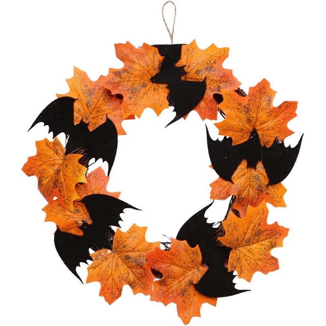 Guirnalda de hojas de arce de Halloween, guirnalda de hojas de arce falsas, enredaderas de murciélago para colgar en la puerta, fiesta de Halloween