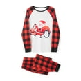 thumbnail image 4 of KelaJuan Family Matching Christmas Pajamas Set,Santa Penguin Elk Print Long Sleeve Tops + Plaid Long Pants, 4 of 8