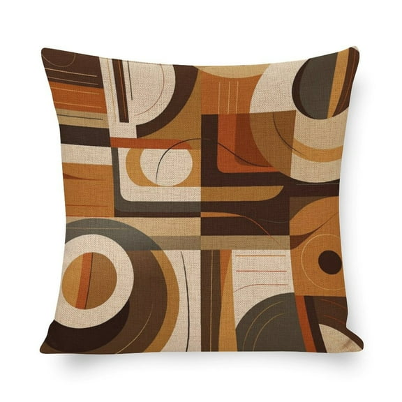 Outside Pillows Mid Century Modern Retro Pattern Brown Earth Tones Pillows Cover 16"x16" Simple Geometric Throw Pillow Cover Pillow Case Farmhouse Rustic Cushion Case for Sofa Couch