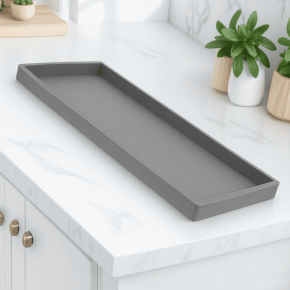 Minkissy Étagère de Douche Antidérapante Grise en Silicone Organisateur de Comptoir de Salle de Bain Lot de 1