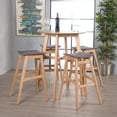 thumbnail image 2 of GDF Studio Hosk Dark Grey Fabric/ Natural Oak Finish Circular 5 Piece Bar Height Dining Set, 2 of 11