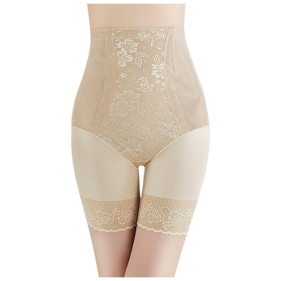 Elainilye Fashion Shapewear Tummy Control Body Shaper Panties Lace High-Waist Butt Lifting Panties One Piece Bodysuit,Beige