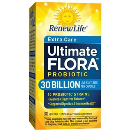 Renew Life Flora Ultime Extra-Attentive Probiotic capsules végétales 30 ch (pack de 2)