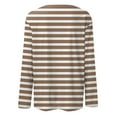 thumbnail image 5 of Women's Long Sleeve Striped T-Shirt, Casual Red and White Crew Neck Top, Soft Cotton Blend, 5 of 8