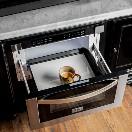ZLINE - 24" 1.2 cu. ft. Built-in Microwave Drawer in Black Stainless Steel - Black