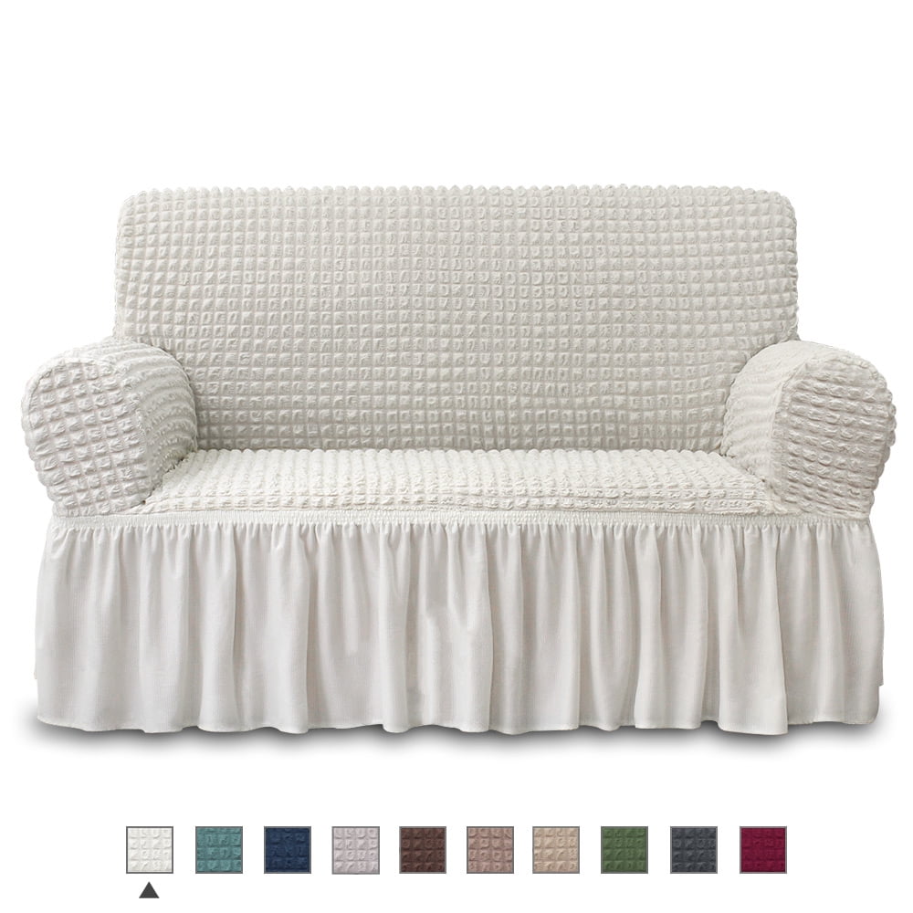 NICEEC Loveseat Slipcover Ivory Loveseat Cover 1 Piece Easy Fitted Sofa Couch Cover Universal