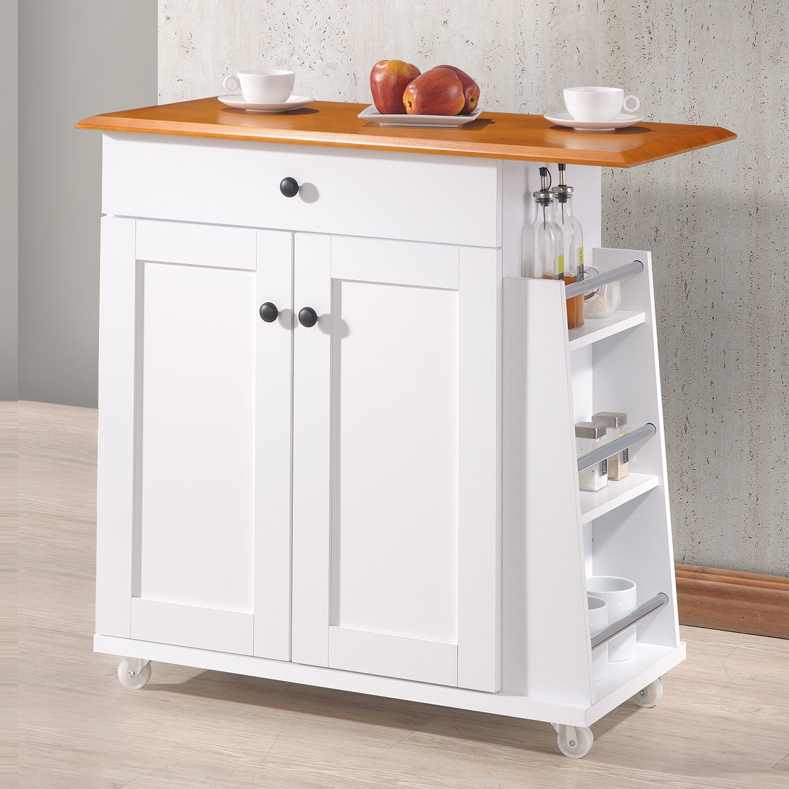 Baxton Studio Balmore Modern Two Tone White Lacquered Kitchen Cart