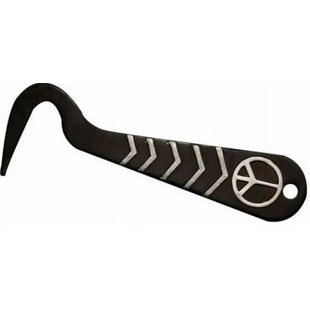 Showman 6" Brown Steel Hoof Pick w/ Silver Peace Sign & Accents