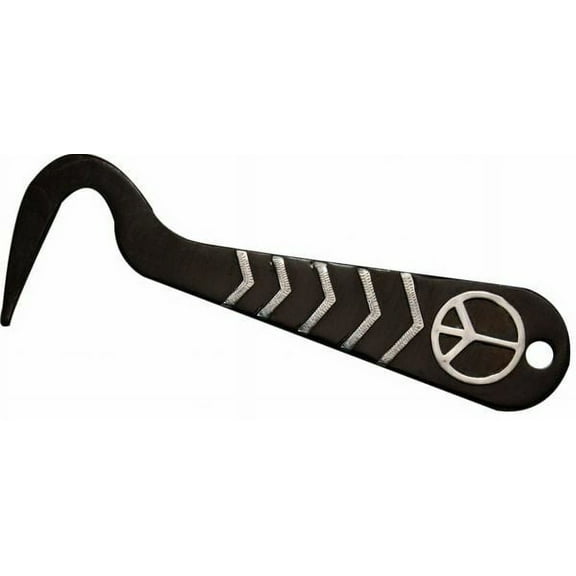 Showman 6" Brown Steel Hoof Pick w/ Silver Peace Sign & Accents