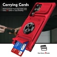 thumbnail image 5 of SaniMore for Samsung Galaxy S24 Ultra Stand Case, Armor Design Military-grade Drop Resistant Magnetic Car Mount Hidden Card Holder [Up to 2] Heavy Duty Protective Hybird Shockproof No-slip, Red, 5 of 7