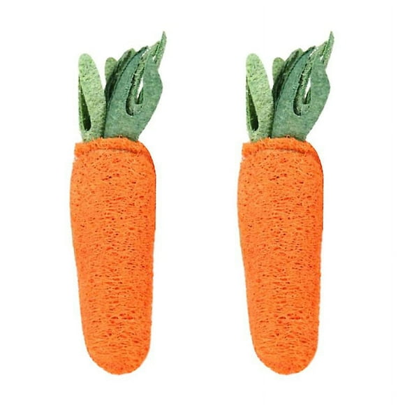 2 juguetes con forma de zanahoria.