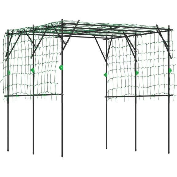 Garden Arch Trellis, 7.3 FT Tall Plant Trellis Support, Outdoor Cucumber Trellis with Climbing Net for Climbing Plants, Vegetables, Flowers, Black