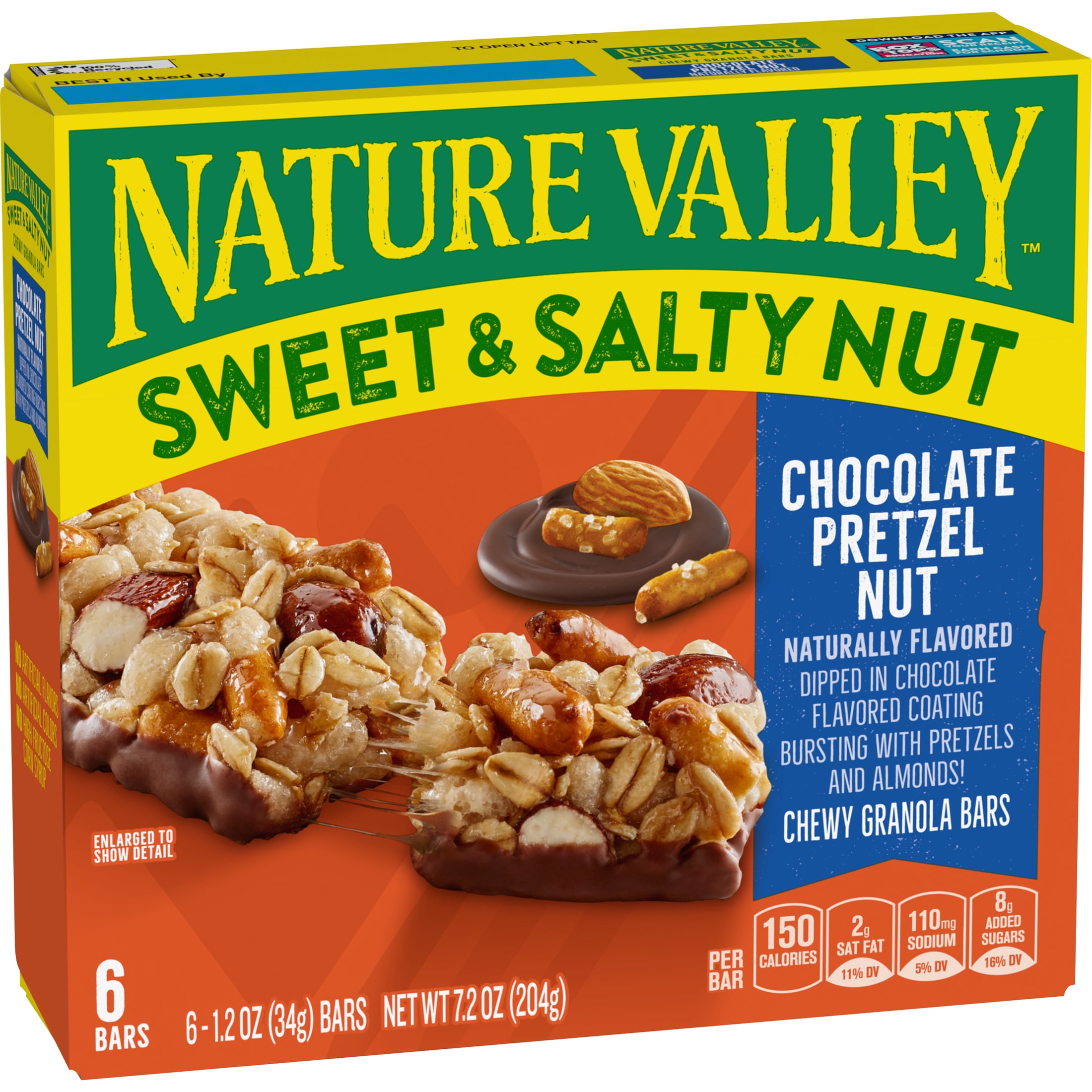 Nature Valley Granola Bars, Sweet and Salty Nut, Chocolate Pretzel Nut, 6 Bars, 7.4 oz