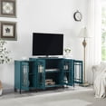 thumbnail image 2 of Aukfa TV Stand for TVs up to 62" - Storage Buffet Cabinet with Glass Door and Adjustable Shelves - Teal Blue, 2 of 8