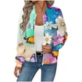 thumbnail image 2 of YUNAFFT Stylish Floral Print Casual Jacket with Functional Pockets Stretchy Comfort Long Sleeve Outerwear for Women, 2 of 5