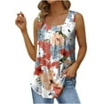 thumbnail image 2 of Clearance Clothes under $5.00!Brilliant Womens Tank Tops Plus Size Clearance Women's Fashion Prinded Square Neck Comfortable Loose T-shirt Sleeveless Blouse Casual Tops Clearance(Orange,S), 2 of 5