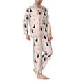 thumbnail image 2 of Susaid White And Black Rabbit Print Men's Long Sleeve Pajama Set, Two-Piece Button-Down Loungewear PJs Set, Comfortable Sleepwear for Relaxation-Medium, 2 of 7