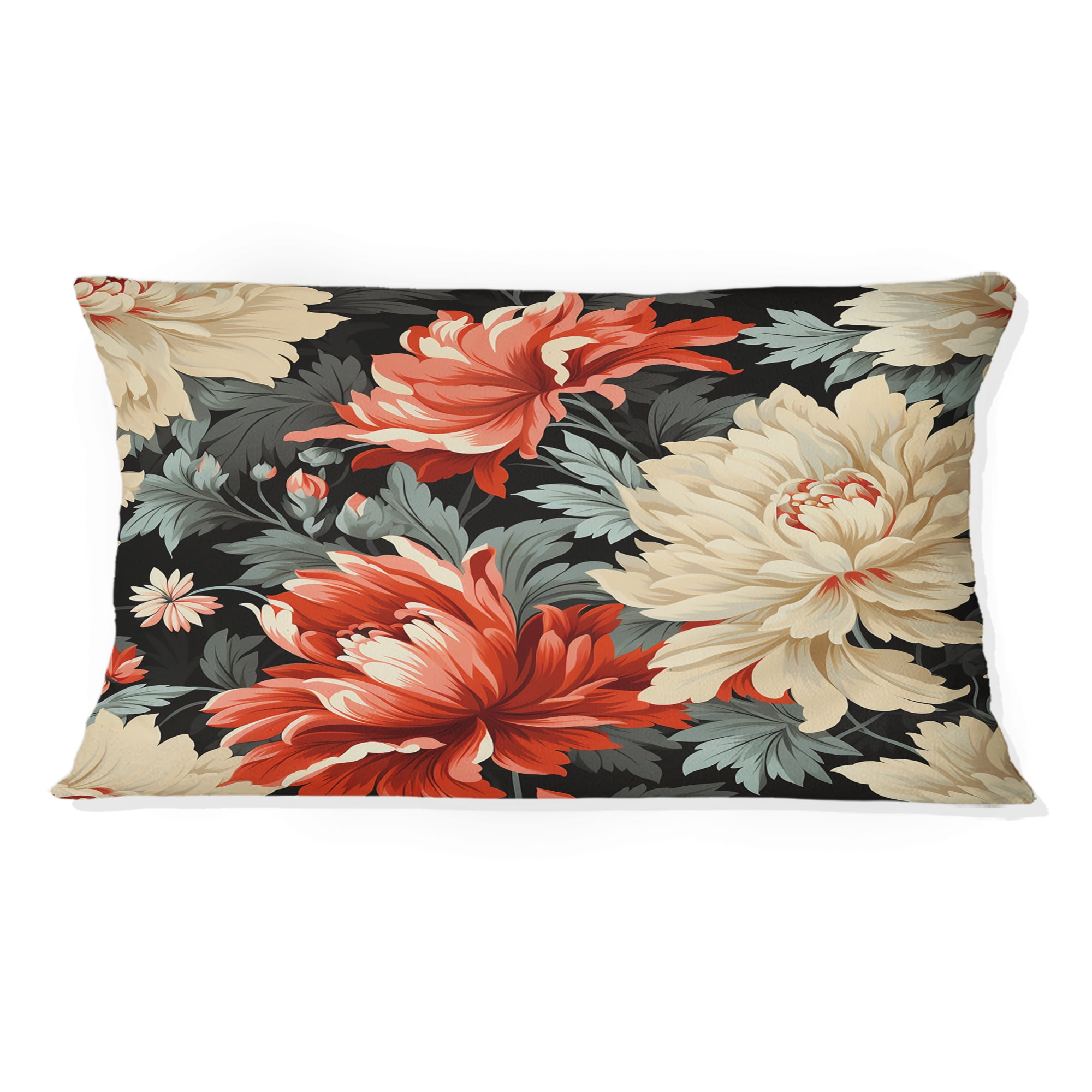 Designart Red Floral Luxury In Damask Damask Throw Pillow Bohemian Pillow For Couch Insert And Pillows Covers For Bedroom Decor Walmart