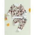 thumbnail image 2 of Bagilaanoe 2PCS Toddler Baby Girl Boy Long Pants Set Letter Print Long Sleeve Sweatshirt Pullover Tops + Drawstring Sweatpants 6M 12M 18M 24M 3T Kids Casual Sweatsuits, 2 of 9