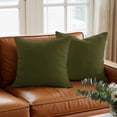 thumbnail image 3 of Olive Green Throw Pillow Cover Solid Color Cotton Linen Cushion Cover Throw Pillow Case with Invisible Zipper for Couch Sofa Bed Chair Car 24x24 Inch, 3 of 9