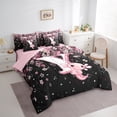 thumbnail image 3 of Manfei Girls Pink Monogrammed Bedding Comforter Set 7pcs, Personalized Letter Y King Bedding Sets, Kawaii Axolotl Cherry Blossoms Bed Sheets, Super Cozy Room Decor, 3 of 8
