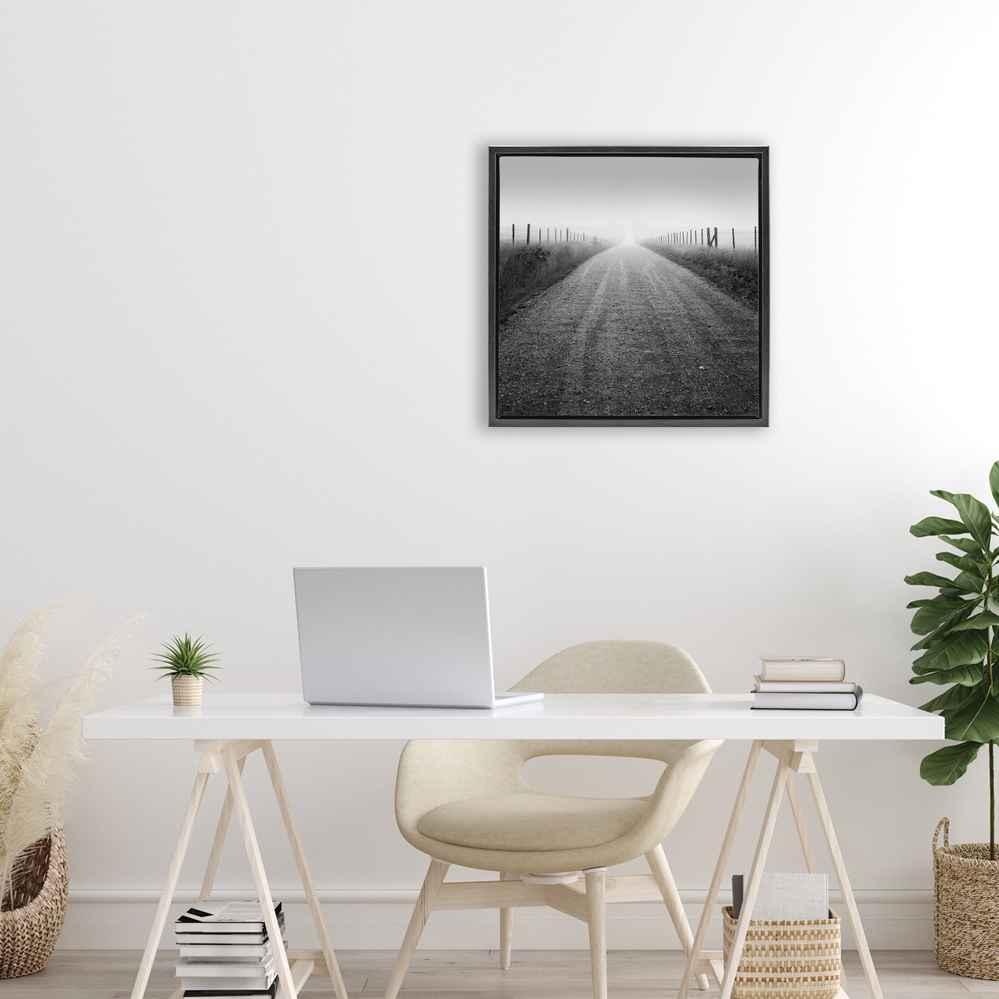 Stupell Industries Country Road in Morning Mist Black Framed Floater Canvas Wall Art, design by Chip Forelli