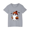 thumbnail image 2 of Odeerbi Toddler Boys Girls Halloween T-shirt Toddler Kids Halloween Ghost Print Shirt Fashion Cute Round Neck Short Sleeve Cotton Top Toddler Clothes Gray, 2 of 5
