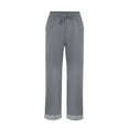 thumbnail image 4 of Miluxas Women's Casual Ankle Cuffed Striped Hem Pants Loose Fit Drawstring Elastic Waist Wide Leg Trousers with Pockets for Summer Beach Vacation Gray, 4 of 7