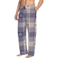 thumbnail image 2 of Uemuo Purple Floral Gingham Check Plaid Pattern Men's Wide Leg Palazzo Lounge Pants with Pockets Light Weight Loose Comfy Casual Pajama Pants-Small, 2 of 9