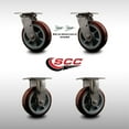 thumbnail image 2 of 6 Inch 316SS Polyurethane Caster Set with Ball Bearings 2 Swivel Locks 2 Rigid, 2 of 2