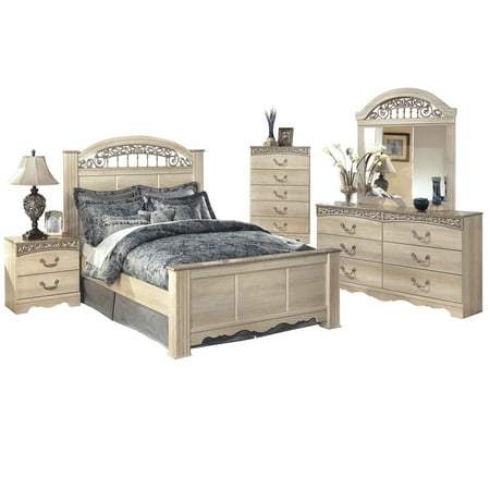 Ashley Furniture Catalina 5 Pc E King Poster Bedroom Set W Chest Vintage Ivory