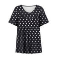 thumbnail image 3 of qucoqpe Womens Plus Size Tops Fashion Casual Polka Dots Prints V-Neck Short Sleeve Ruched Tunic Blouse Tee Summer Camisas De Mujer T-Shirts, 3 of 5