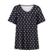 thumbnail image 4 of Qucoqpe - Blusa de talla grande para mujer, estilo informal, con estampado de lunares, cuello en V, manga corta, fruncida, para verano, en liquidación, 4 of 5