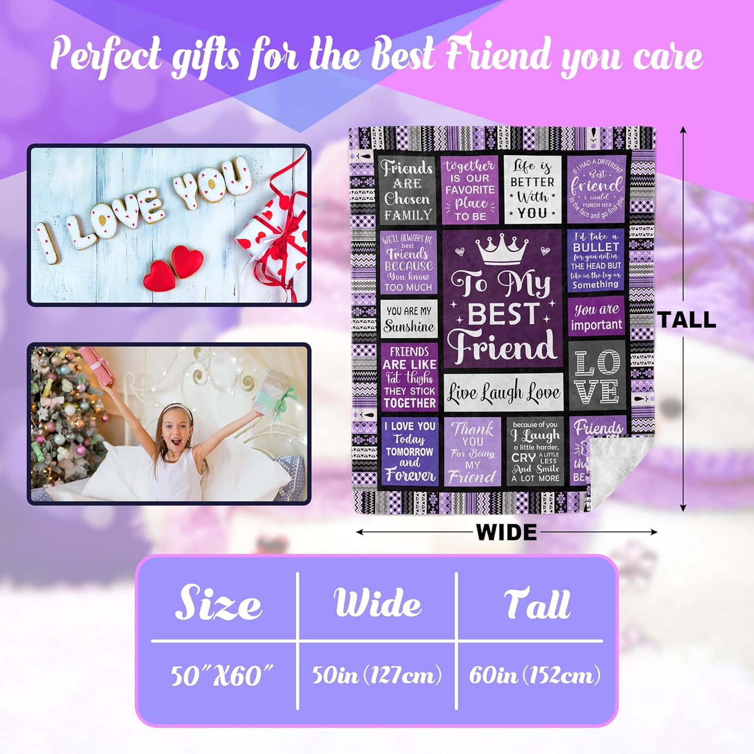 Best Friend Birthday Gifts for Women Best Friend Blanket Gifts for Best Friend Woman Bestie Gifts for Women Friendship Gifts for Women Friends Christmas Throw Blankets Gifts for Friends