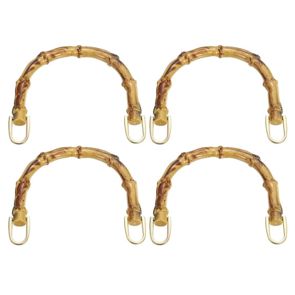 Uxcell Purse Handles, 4Pcs 6.1" Plastic Bamboo Handbag Handle Replacement Accessories with Metal Buckle (Burnt Yellow)