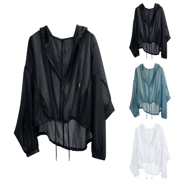 Betivan Women Zipper Coats Long Sleeve Jackets Sun Protection UPF 50  UV Hooded Lightweight Casual Beach Vacation Outfit Shirts