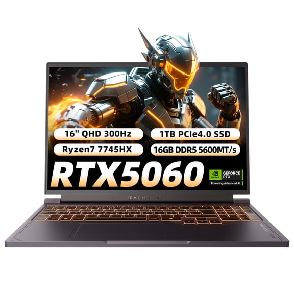Laptop Gamer Machenike L16S R7 7745HX RTX 5060 16'' QHD 300Hz 16GB RAM 1TB SSD Windows 11 Pro Teclado Español Gris