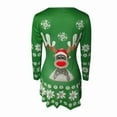 thumbnail image 6 of Women Christmas Outfit Elegant Women's Long Sleeve Round Neck Snowflake Print Party Dress for Festive Holiday Casual Wear Green L, 6 of 6