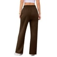 thumbnail image 3 of Inglocry Women's Wide Leg Sweatpants Baggy Straight Leg Lounge Pants Fall Outfits Athletic Joggers with Pockets Coffee L, 3 of 4